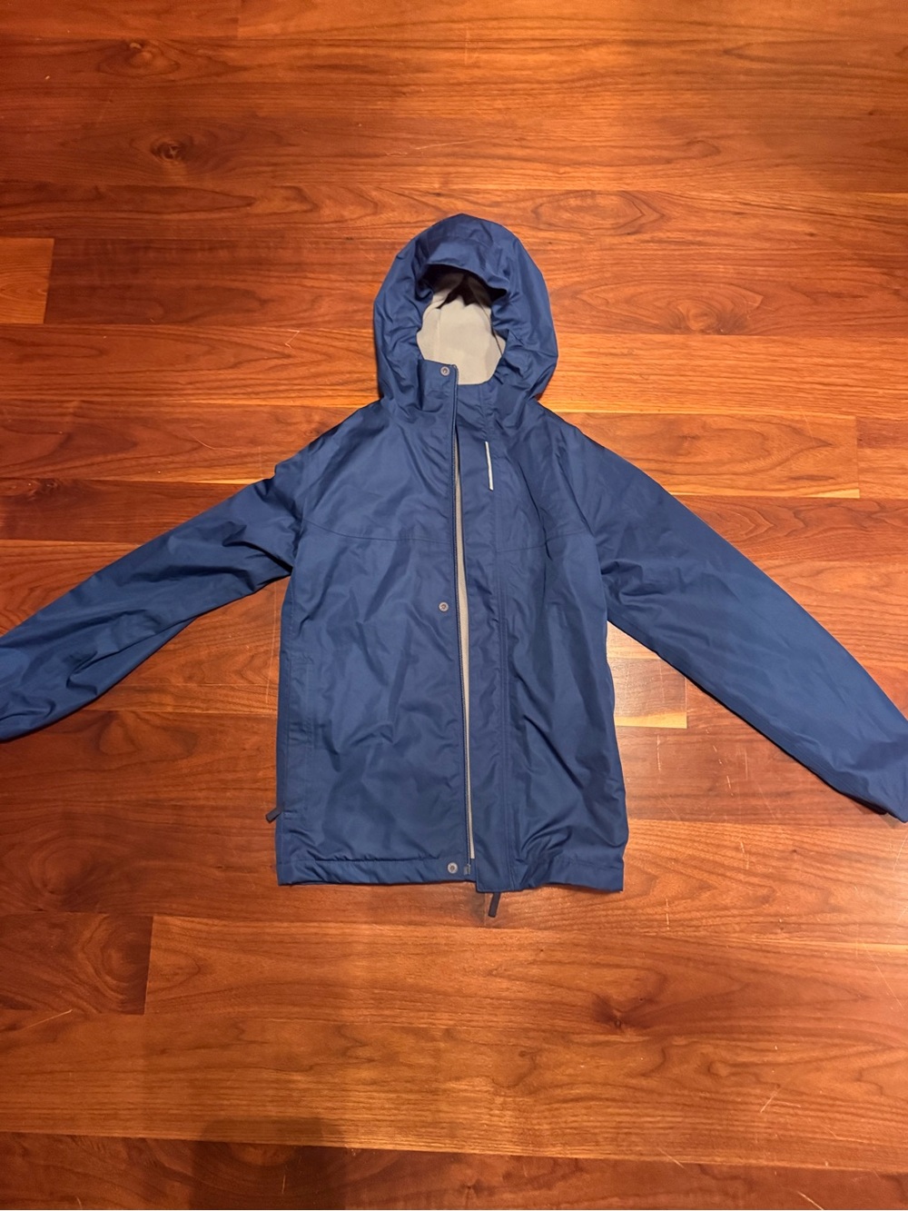 MEC Youth Hooded Waterproof Jacket – Blue Fleece-Lined Rain Jacket Size 12
